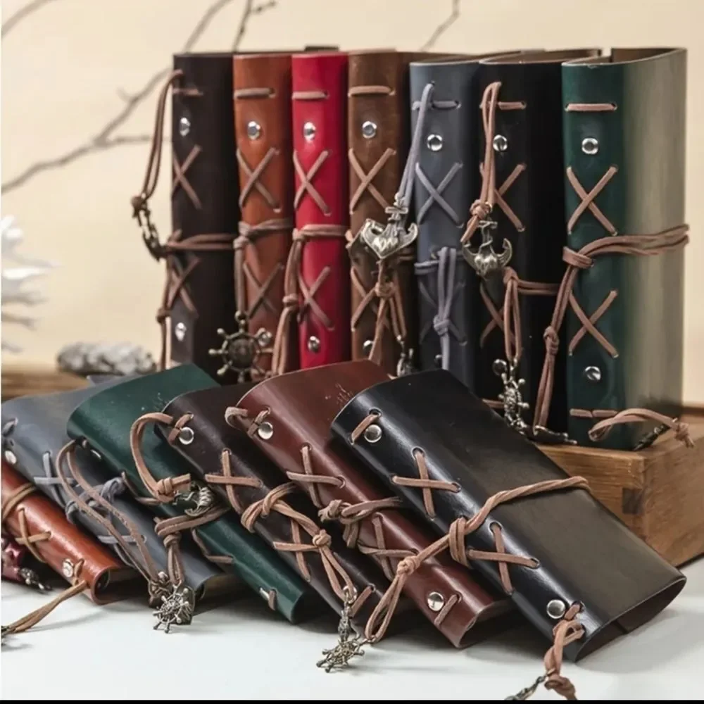 BROWN PU Leather pirate Nautical journal Diary notebook boat wheel compa…